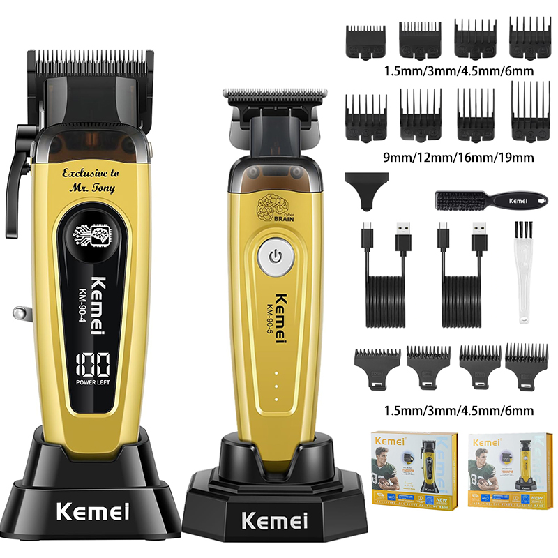 Beard Trimmer Cordless - KEMEI メンズヘアトリマー、コードレスプロフェッショナルバリカン、ヒゲトリマー、理髪ケアキット、ヘアカットマシン、11,501 RPM、