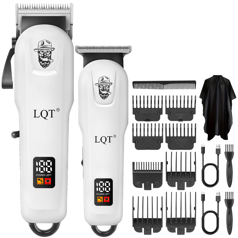 Beard Trimmer Cordless - LQT 2個入りヘアクリッパーツール、男性用家庭用電動ヘアトリマー、髭トリミングキット、USB充電＆コードレス使用のバリカン