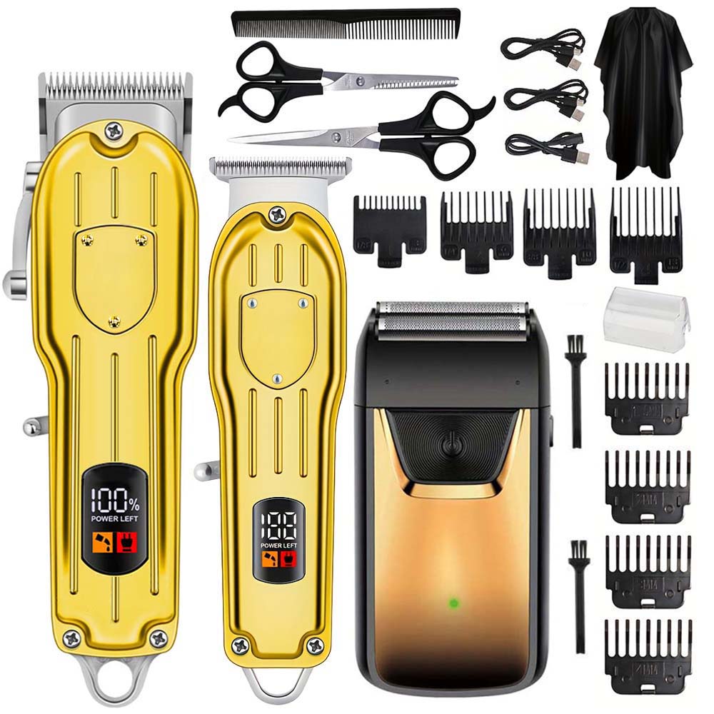 Beard Trimmer Cordless - LCDディスプレイ付きプロフェッショナルヘアクリッパーセット、コードレス髭トリマー＆フォイルシェーバー（男性用）、USB充電式グルーミングキット（複数のアタッチメントとアクセサリー付き）