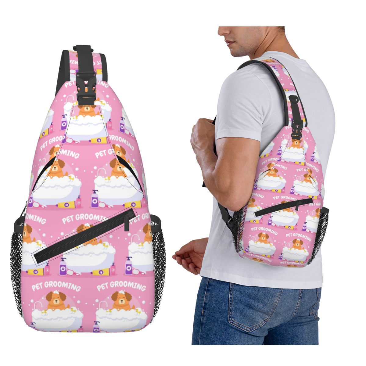 Men'S Grooming Bag - ペットグルーミング用犬猫用チェストバッグメンズスリングクロスボディバックパックチェストバッグ旅行ハイキングデイパックショルダーバッグ