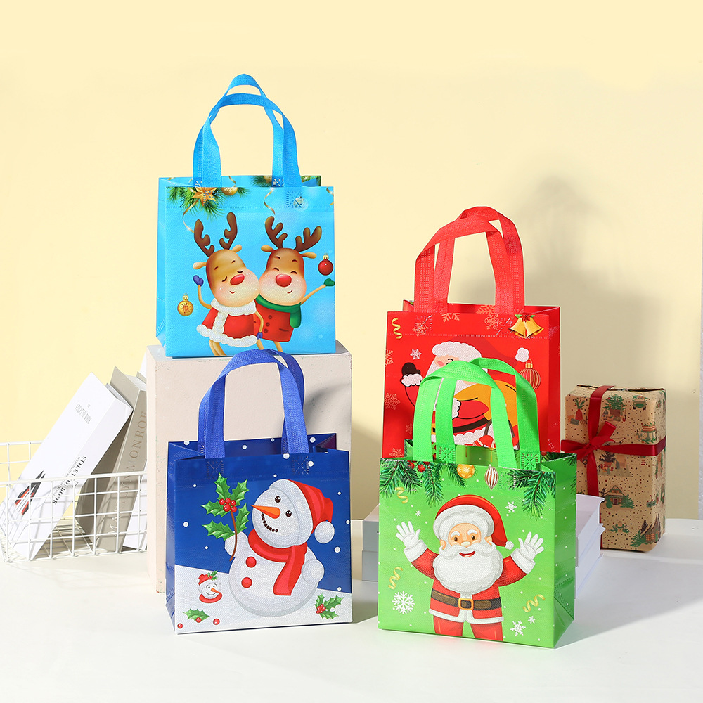 Men'S Grooming Bag - 12 個の不織布クリスマスパーティー記念品ギフト包装トートバッグプリントサンタクロースエルク雪だるま
