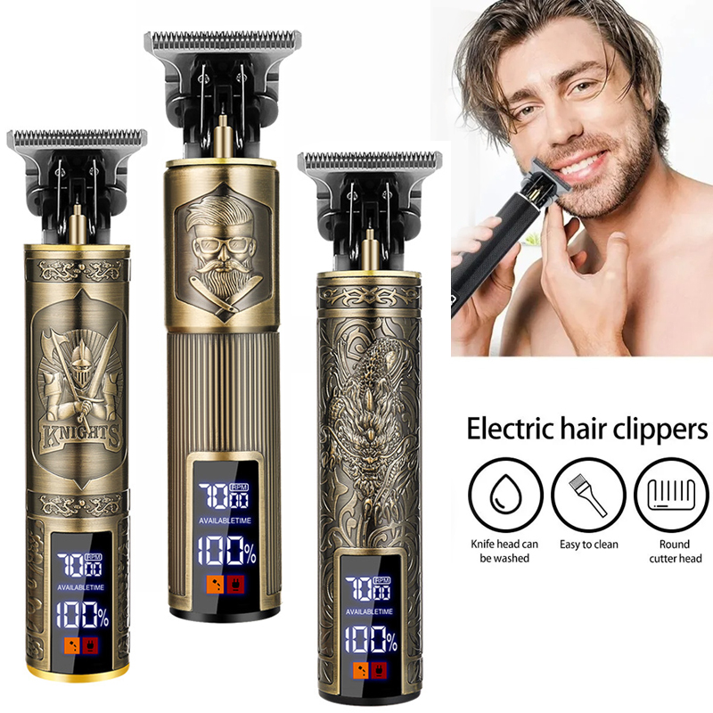 Beard Trimmer Cordless - コードレス T9 ヘアトリマー男性用 USB 高速充電電気シェーバーヴィンテージ理髪クリッパーポータブルひげヘアカットマシン
