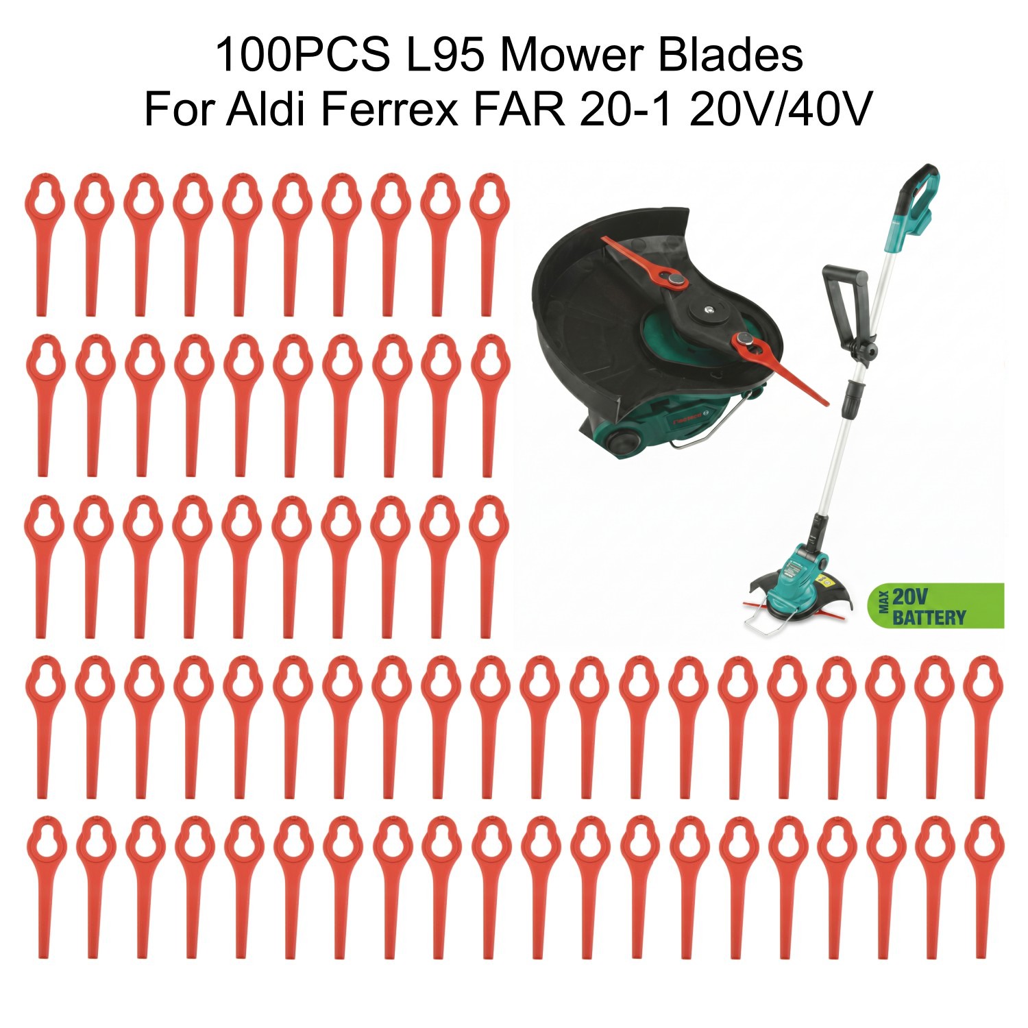 100 個 95 ミリメートル芝刈り機ブレードプラスチックア - Beard Trimmer Cordless のレビューと価格