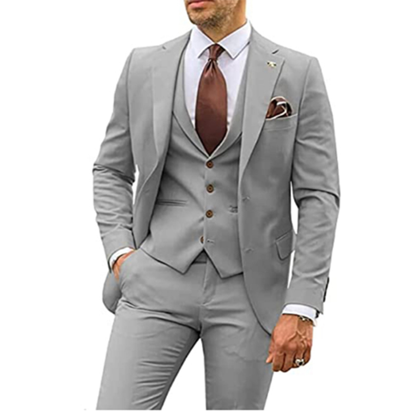 男性のためのベージュのウェディングスーツ,3ピース,薄いニッ - Men Grooming Outfit のレビューと価格