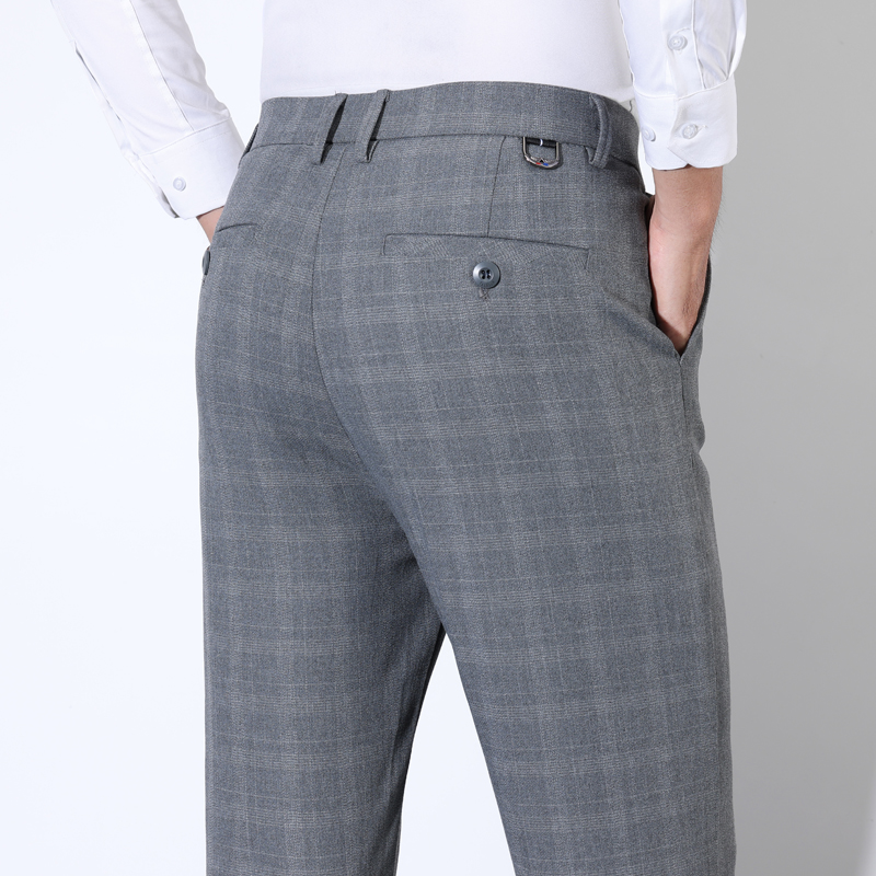 男性用のクラシックなストライプのスーツパンツ,綿の市松模様の - Men Grooming Outfit のレビューと価格