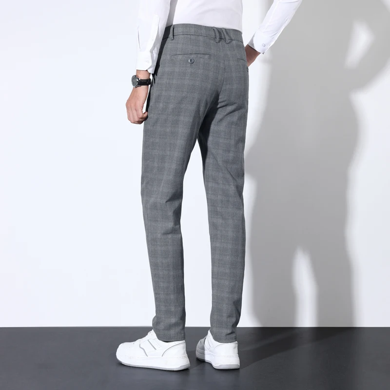 男性用のクラシックなストライプのスーツパンツ,綿の市松模様の - Men Grooming Outfit のレビューと価格
