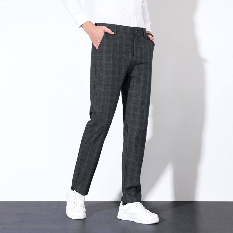 男性用のクラシックなストライプのスーツパンツ,綿の市松模様の - Men Grooming Outfit のレビューと価格