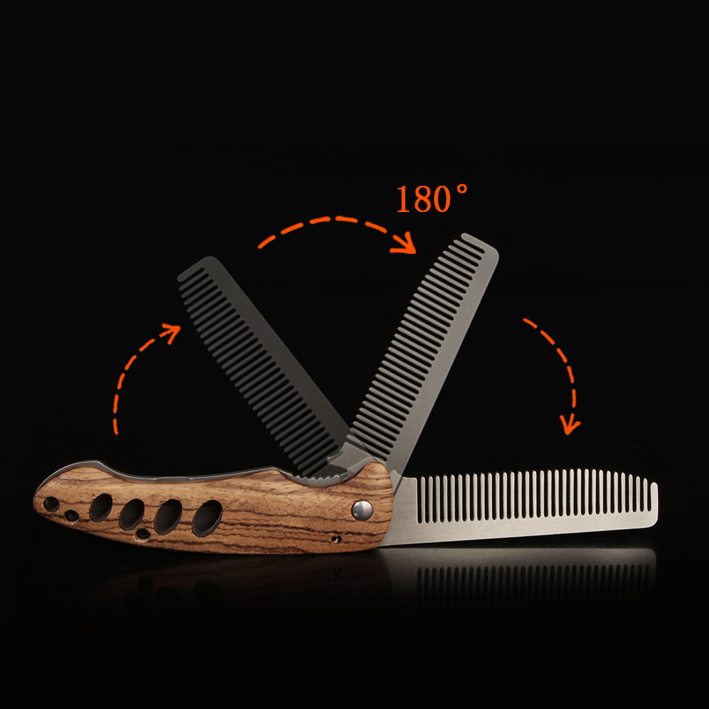 無垢材と金属製の折りたたみ式髭櫛（男性用）、携帯用ポマドール - Mens Grooming Kit Bag のレビューと価格