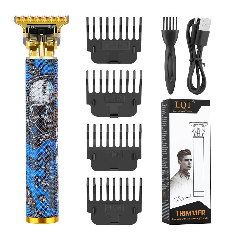 レトロなタトゥー柄のコードレスT字型ヘアトリマー、ゴールドブ - Beard Trimmer Cordless のレビューと価格