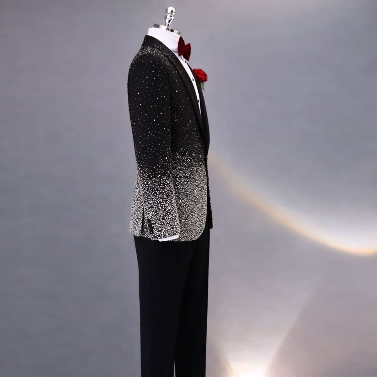 ハンサムなラインストーンダイヤモンドメンズスーツ2ピースセッ - Men Grooming Outfit のレビューと価格